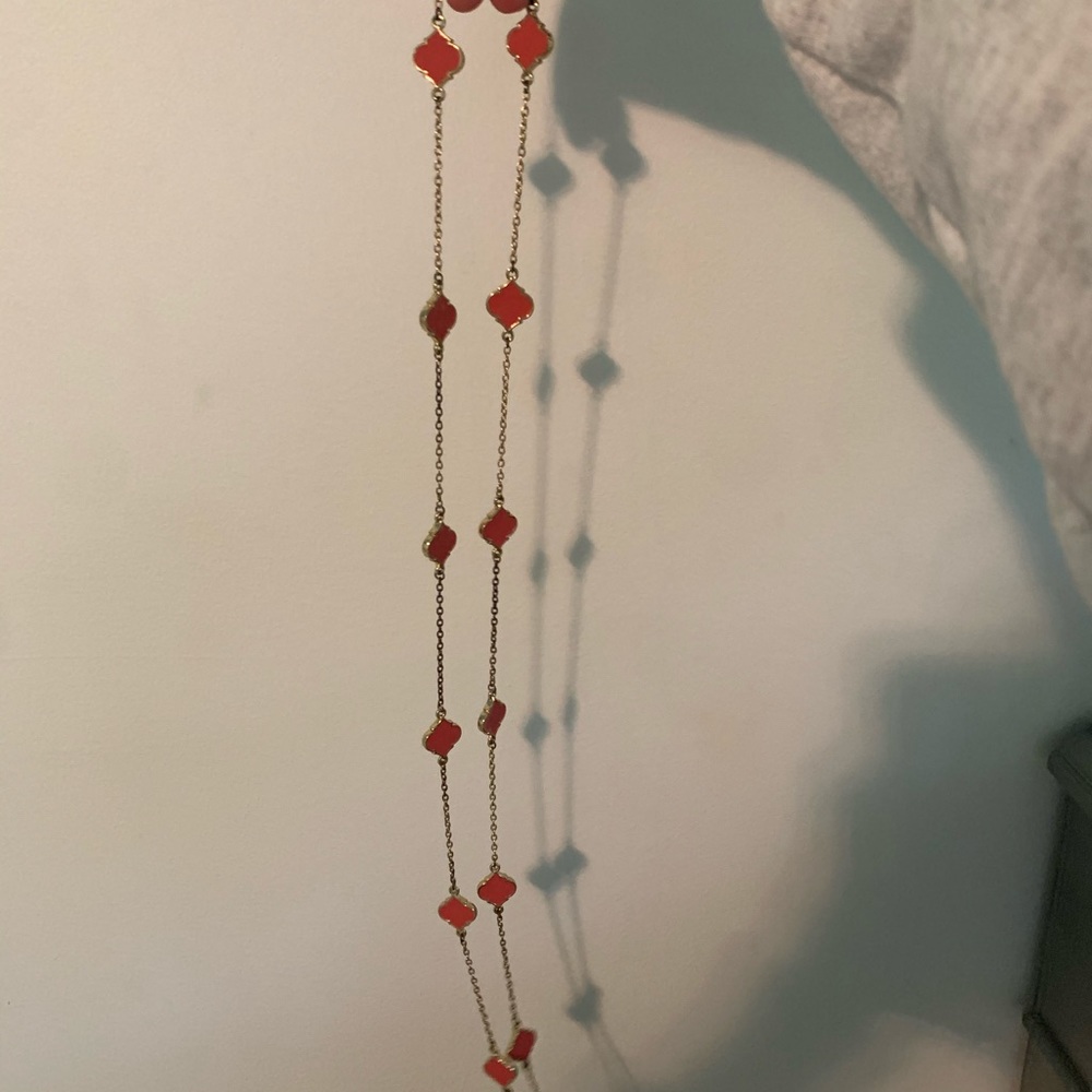 Van Clef Inspired Coral Long Necklace